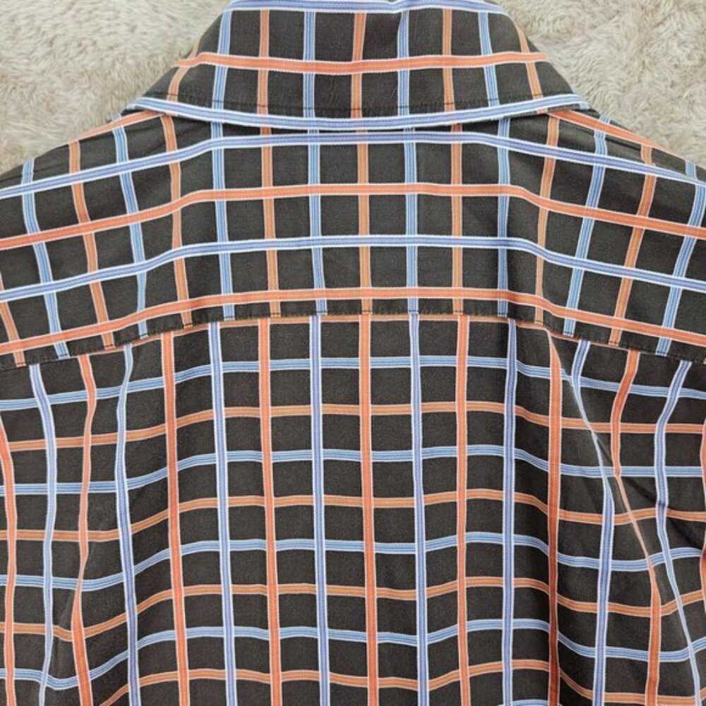 Vintage Faconnable Mens Dress Shirt Size M Pockets Check Plaid Long Sleeve - Picture 9 of 10